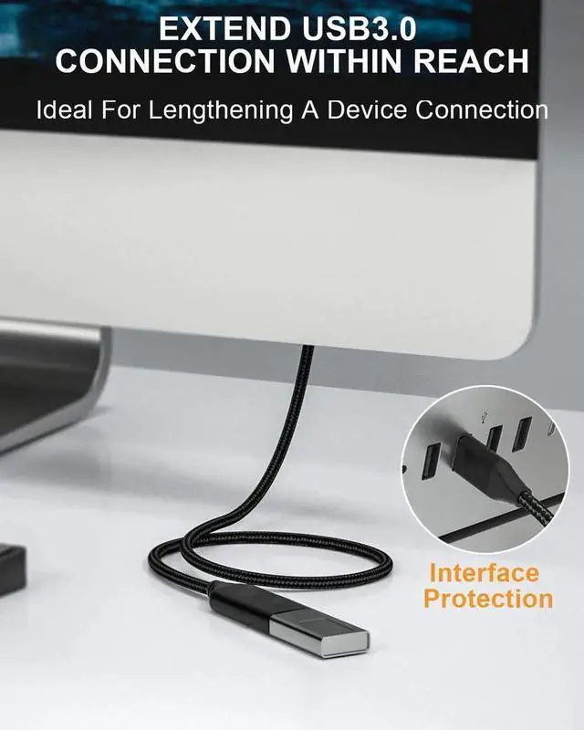 Alt view image 5 of 7 - USB 3.0 Extension Cable 10ft/3M, Type A Male to Female Cable USB Extension Cord, USB Extender 5Gbps High Speed Data Transfer Compatible with Laptop, Desktop, Printer, Camera, Flash Drive, Scanner etc