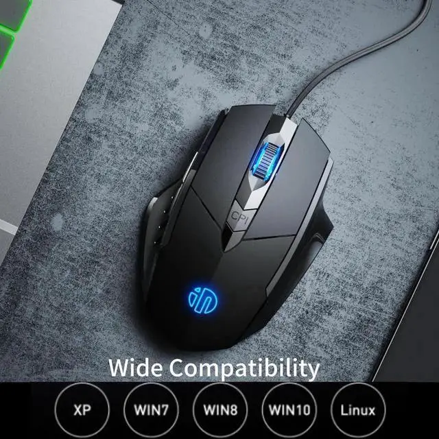 Alt view image 3 of 7 - AUTYUE USB Wired Mouse, Ergonomic Design, up to 3200 DPI Adjustable and 6 Buttons, Optimised USB Wired Optical Mouse, Gaming Mouse for PC Laptop Computer for Working and Gaming (Black)