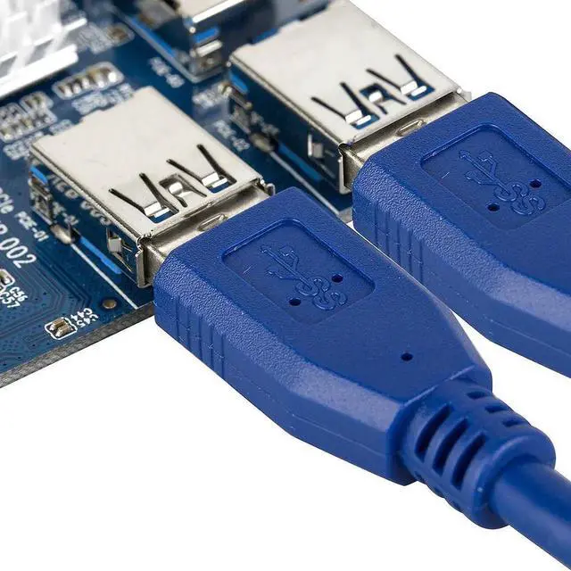 Alt view image 2 of 7 - PCIe 1 to 4 PCI Express 16X Slots Riser Card PCI-E 1X to External 4 PCI-E Slot Adapter PCIe Multiplier Card USB 3.0 Mining Special Riser Card for Bitcoin Miner
