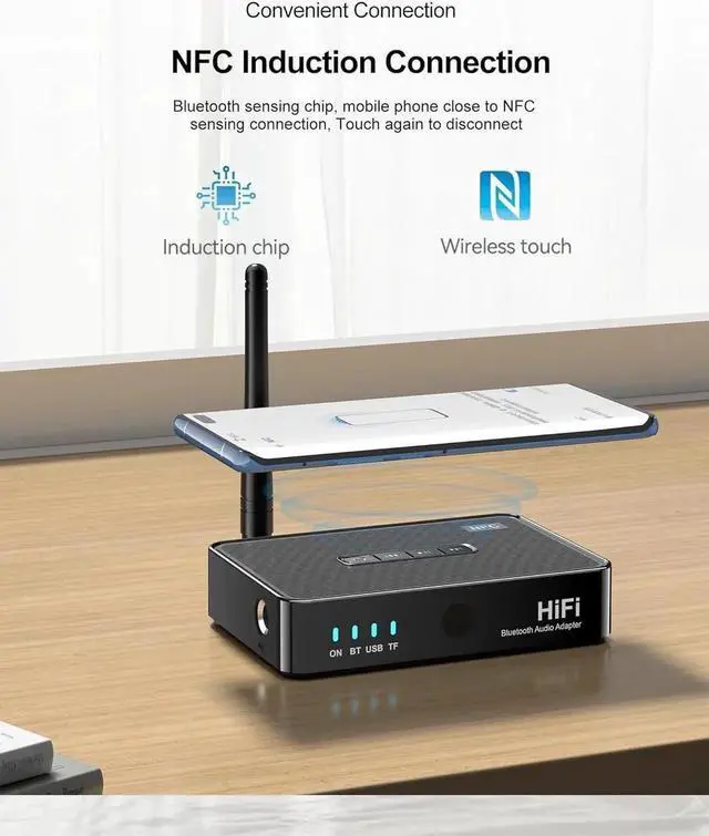 Main image of Bluetooth 5.1 Receiver Adapter for Home Stereo, Support RCA AUX 3.5mm for Speakers/Wired Speakers/Home Music Streaming Stereo System