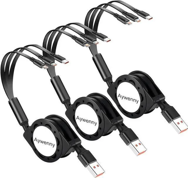 Main image of [2024 Upgraded 3 Pack Multi Retractable Charging Cable, 3 in 1 USB Charging Cable with USB C/Micro USB/Phone Port, 3.3FT Charging Cable for Phone 15 14 13 12 11 XS XR X 8 7 6 SE,Galaxy