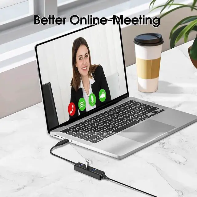 Main image of USB 3.0 HUB with 1000MBps RJ45 Gigabit Ethernet Port, 3-Port USB to Ethernet Adapter with USB C Adapter, Aluminum USB Extender Splitter for Laptop, Mac-Book, Mac Pro, i-Mac, Surface Pro, XPS, PC