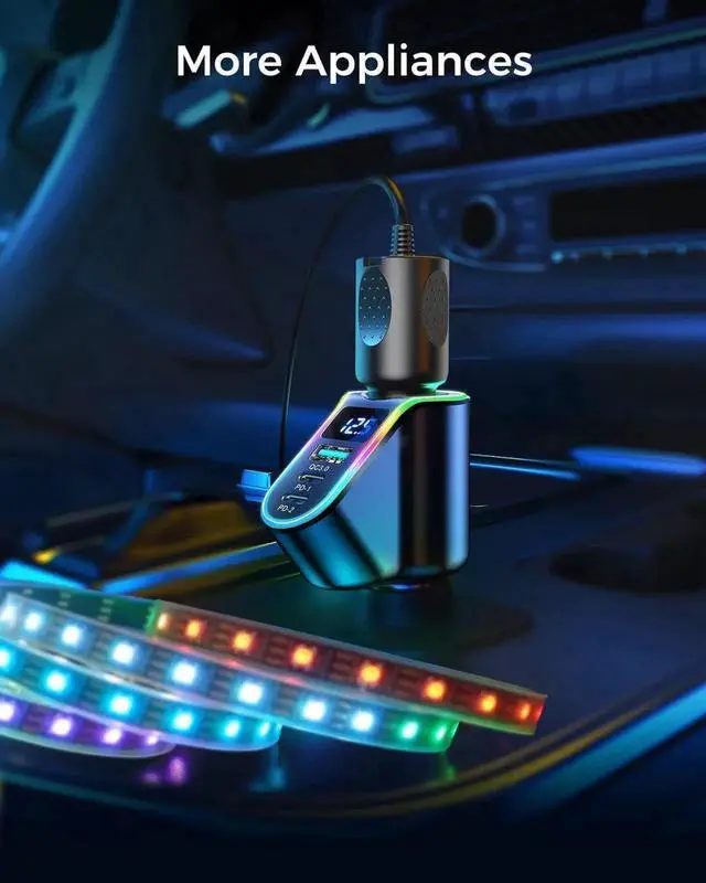 Main image of 150W 4 in 1 Car Cigarette Lighter USB Charger 12V Car Charger Adapter, PD3.0 & QC3.0 30W Super Fast USB C Car Charger Compatible with i-Phone14 Pro Max/Pro/Samsung/GPS/Dash Cam