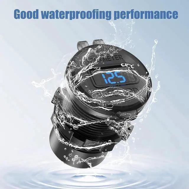 Alt view image 3 of 7 - 12V USB Car Socket Round USB C 12V Outlet, 3-Port Marine USB Fast Charger Waterproof Cigarette Outlet USB Replacement Aluminum with Switch & Voltmeter, Suitable for Boat Golf Cart RV Motorcycle Truck