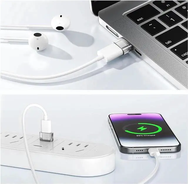 Alt view image 7 of 7 - USB to USB C Adapter 4 Pack Transparent Type-C Female to A Male Car Charger Converter for New iPhone 16 Pro Max Plus 15 14 13 Apple Watch 10 9 8 Airpods iPad Air 5 Mini 6 7 S24 Ultra
