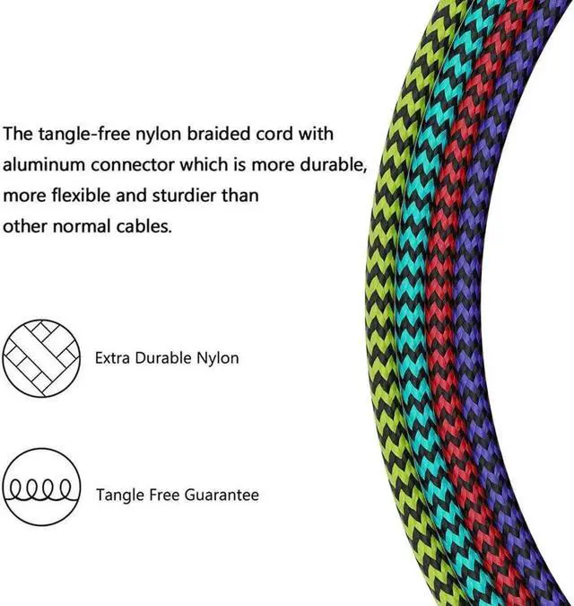 Alt view image 5 of 6 - USB C Cable 4pack 6ft Type C Charger Nylon Braided USB C Charger Cord Fast Charging Cable for Samsung Galaxy S21 S20 S10 Plus Note 10 LG Google Pixel Moto etc