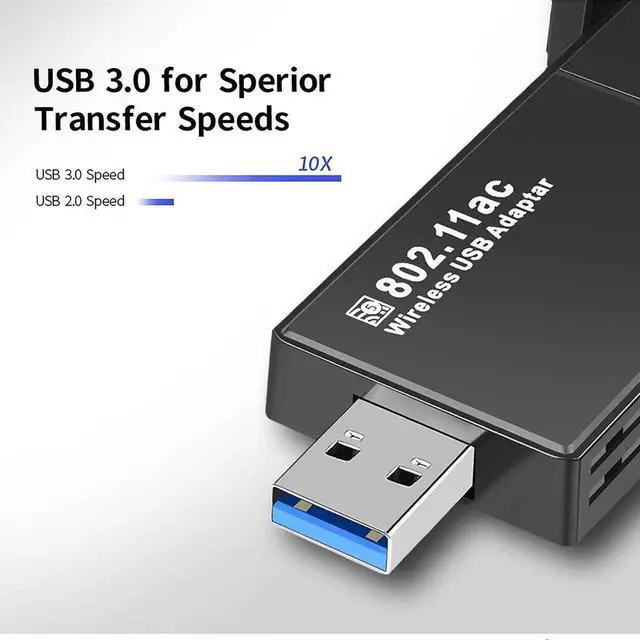 Alt view image 7 of 7 - USB WiFi Adapter 1300Mbps 5dBi Dual Band 2.4Ghz/5GHz USB 3.0 WiFi Adapter for PC, 802.11AC WiFi Dongle for WIN7 8 10 11 XP MAC Linux, USB Computer Network Adapters