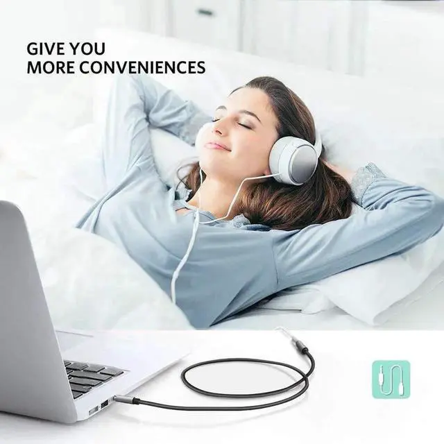 Alt view image 5 of 6 - 3.5mm Male to Female Stereo Audio Cable for iPhone, iPad or Smartphones, Tablets, Media Players -Black(3.3FT, 1meter)