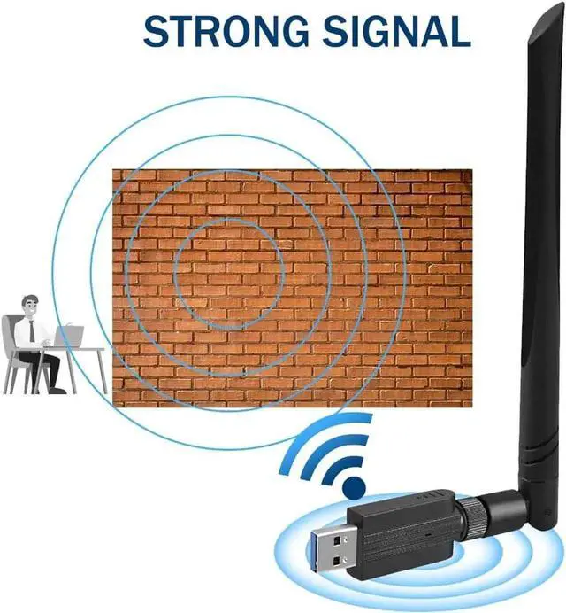 Main image of USB Wifi Adapter 1200Mbps USB 3.0 Wireless Network Dual Band 5.8G/2.4G adapter with 5dBi Antenna for Mac PC Desktop Laptop, Compatible with Windows XP/Vista/7/8/10 Linx2.6X Mac OS X