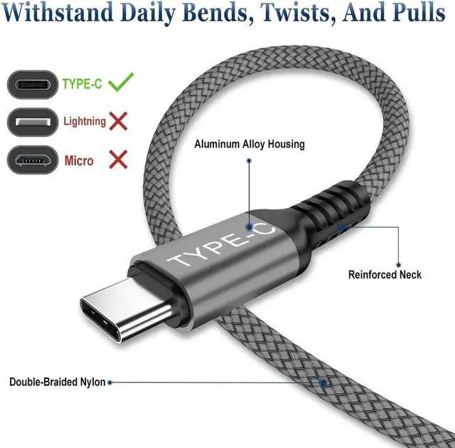 Alt view image 7 of 7 - Basesailor USB C to USB C 100W Charger Cable 10FT with Adapter,Type C Power Fast Car Charging Cord for iPhone 15 Pro Plus Max,,iPad Air 5 4 5th Mini 6,Samsung Galaxy S24 Ultra 24 S23 S22 FE,16