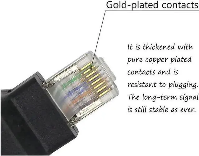 Alt view image 3 of 7 - RJ45 Ethernet LAN Male to Female Cat5 / Cat5e / Cat6 Crossover Adapter(2-Pack),Black (Straight)
