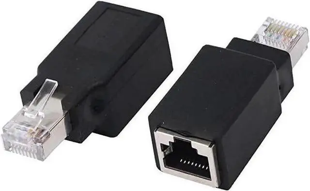Main image of RJ45 Ethernet LAN Male to Female Cat5 / Cat5e / Cat6 Crossover Adapter(2-Pack),Black (Straight)
