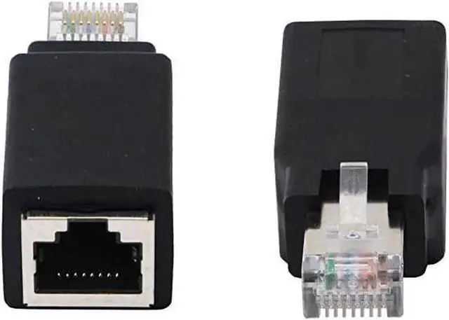 Alt view image 7 of 7 - RJ45 Ethernet LAN Male to Female Cat5 / Cat5e / Cat6 Crossover Adapter(2-Pack),Black (Straight)