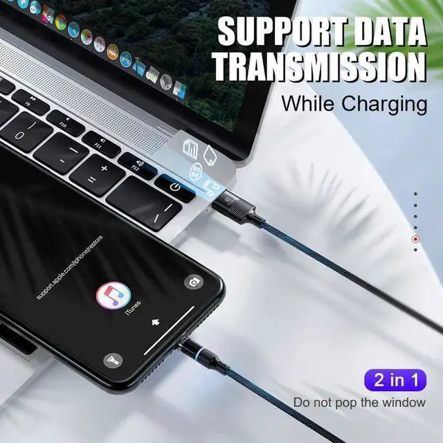 Alt view image 4 of 7 - 6.6FT / 2M Magnetic Charging Cable, 2 Pack Nylon Braided USB 3.A Fast Charging Cord with LED Light, Universal 3 in 1 Magnet Phone Charger Compatible with Micro USB, Type C Devices -6.6ft