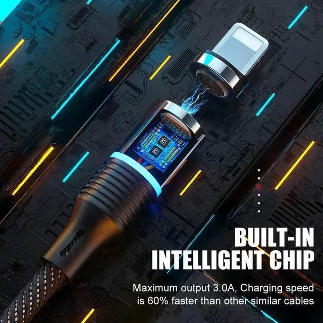 Alt view image 7 of 7 - 6.6FT / 2M Magnetic Charging Cable, 2 Pack Nylon Braided USB 3.A Fast Charging Cord with LED Light, Universal 3 in 1 Magnet Phone Charger Compatible with Micro USB, Type C Devices -6.6ft