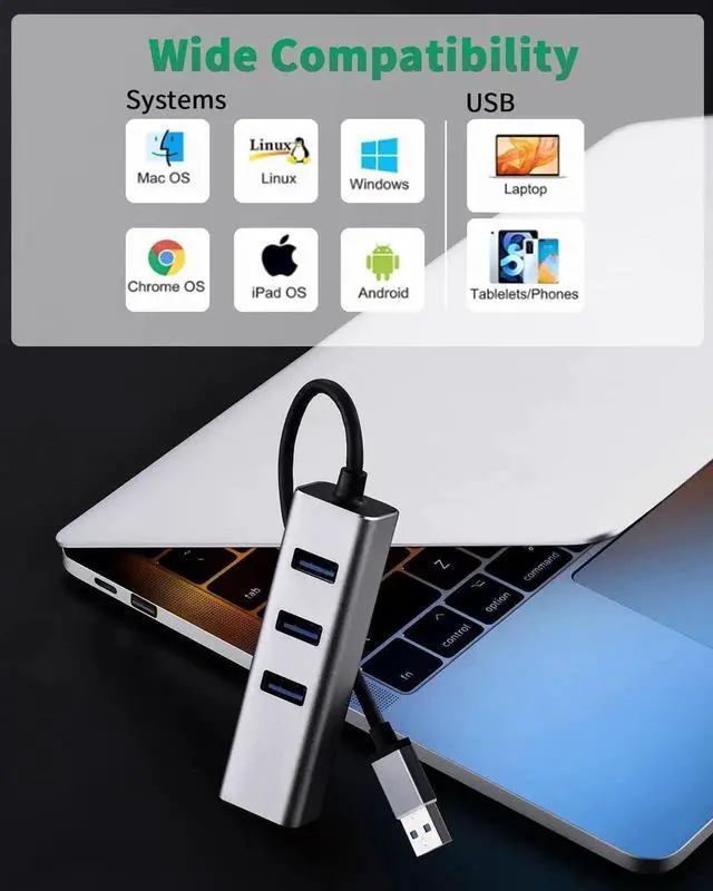 Alt view image 2 of 7 - USB 3.0 to RJ45 Ethernet Adapter 4 in 1 Multiport USB Hub with Gigabit Ethernet 1000Mbps RJ45 LAN Network Adapter Compatible and 3-Port USB3.0 Support Laptop PC Windows Linux MacOS, and More