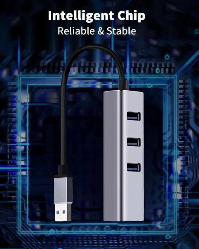 Alt view image 3 of 7 - USB 3.0 to RJ45 Ethernet Adapter 4 in 1 Multiport USB Hub with Gigabit Ethernet 1000Mbps RJ45 LAN Network Adapter Compatible and 3-Port USB3.0 Support Laptop PC Windows Linux MacOS, and More