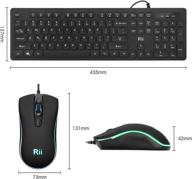 Alt view image 2 of 4 - R-i-i RGB Backlit Business Keyboard,Gaming Keyboard and Mouse Combo,USB Wired Keyboard,RGB Optical Mouse for Gaming,Business Office