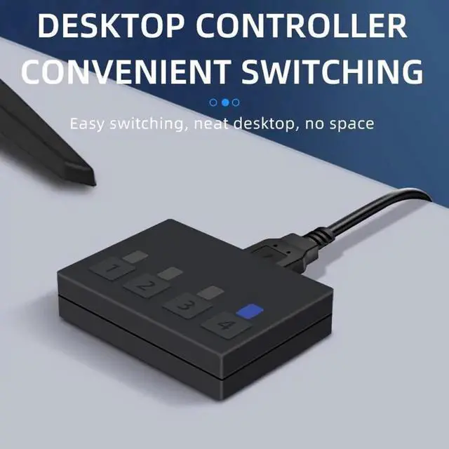 Alt view image 6 of 6 - 4x1 HDMI KVM Switch 4 Port, 8K @60Hz 4K@120Hz HDMI USB KVM HDMI Switch Share 4 Computers with One Monitor One-Button Swapping, 4 in 1 Out KVM Switcher for PC Laptop with 4 USB Cables 1 Power Cable