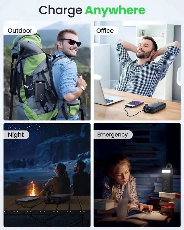 Alt view image 5 of 7 - Power Bank Fast Charging 50000mAh - 22.5W Portable Charger USB C Quick Charge with 4 Outputs & 3 Inputs LED Display Huge Capacity External Battery Pack for iPhone, Samsung, iPad etc