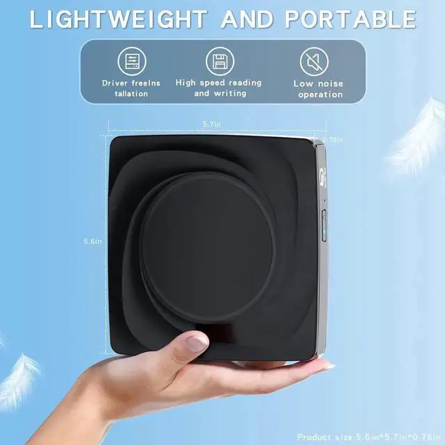 Alt view image 2 of 7 - External Blu ray CD/DVD Drive, External DVD/BD Player Read Portable Blu-ray Cd DVD Drive USB3.0 and Type-C Port, Suitable for Windows XP/7/8/10 for Mac-Book PC