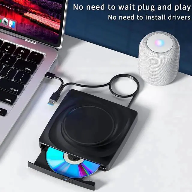 Alt view image 7 of 7 - External Blu ray CD/DVD Drive, External DVD/BD Player Read Portable Blu-ray Cd DVD Drive USB3.0 and Type-C Port, Suitable for Windows XP/7/8/10 for Mac-Book PC