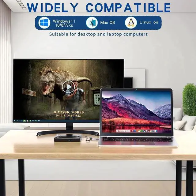 Alt view image 4 of 7 - External Blu ray CD/DVD Drive, External DVD/BD Player Read Portable Blu-ray Cd DVD Drive USB3.0 and Type-C Port, Suitable for Windows XP/7/8/10 for Mac-Book PC