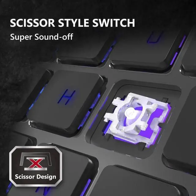 Alt view image 3 of 6 - LZZ-GH GK5 Aluminum Alloy Silent Typing Keyboard for Office and Daily Use, RGB Backlit , Extra-slim Keyboard with Chiclet Keycaps