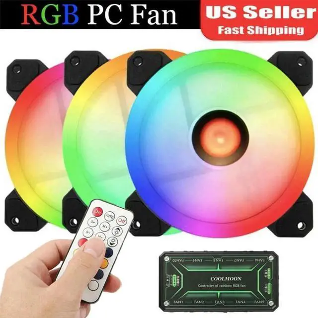 Alt view image 4 of 7 - RGB Case Fans 6 Pack, PC Computer Case 120mm Fan RGB with RGB Controller, Reinforced Quiet Fan Blade Design, Adjustable Colorful Cooling Cooler