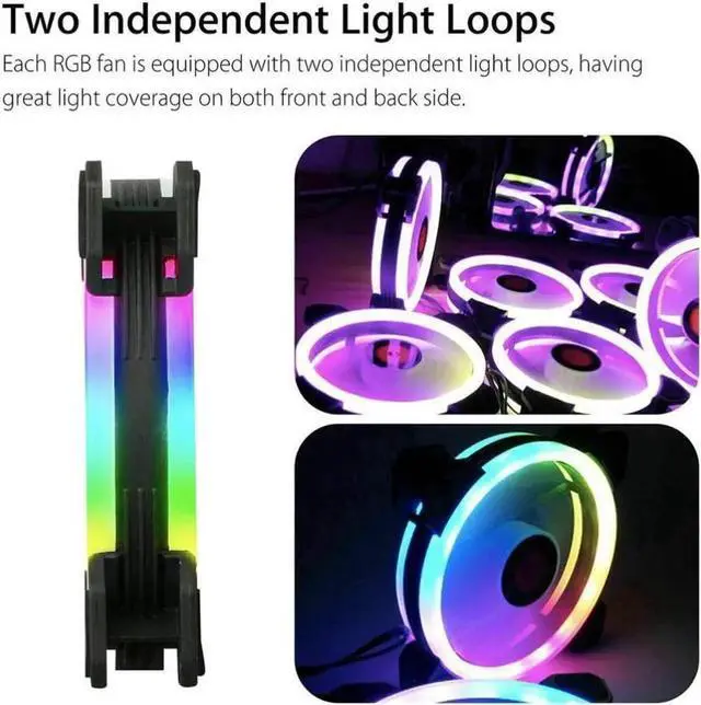 Alt view image 5 of 7 - RGB Case Fans 6 Pack, PC Computer Case 120mm Fan RGB with RGB Controller, Reinforced Quiet Fan Blade Design, Adjustable Colorful Cooling Cooler
