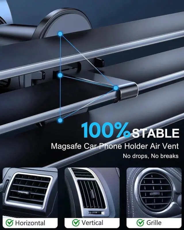 Alt view image 2 of 6 - for Magsafe Car Mount Charger, 15W Fast Charging Magnetic Car Charger with Vent Mount, Car Phone Holder Wireless Charger for iPhone 15 14 13 12 Pro Max Mini Plus