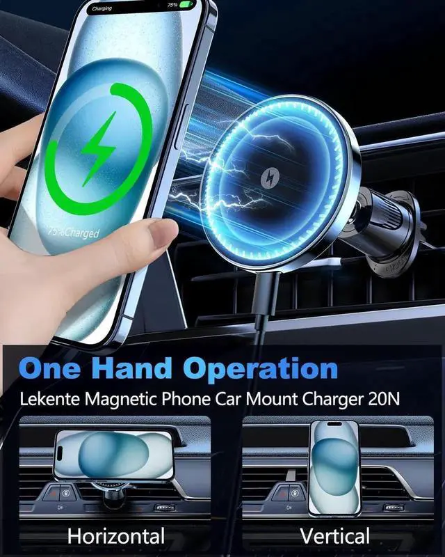 Alt view image 6 of 6 - for Magsafe Car Mount Charger, 15W Fast Charging Magnetic Car Charger with Vent Mount, Car Phone Holder Wireless Charger for iPhone 15 14 13 12 Pro Max Mini Plus