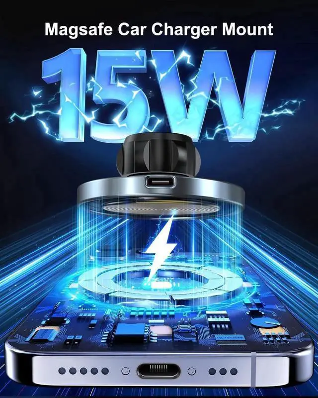 Alt view image 5 of 6 - for Magsafe Car Mount Charger, 15W Fast Charging Magnetic Car Charger with Vent Mount, Car Phone Holder Wireless Charger for iPhone 15 14 13 12 Pro Max Mini Plus