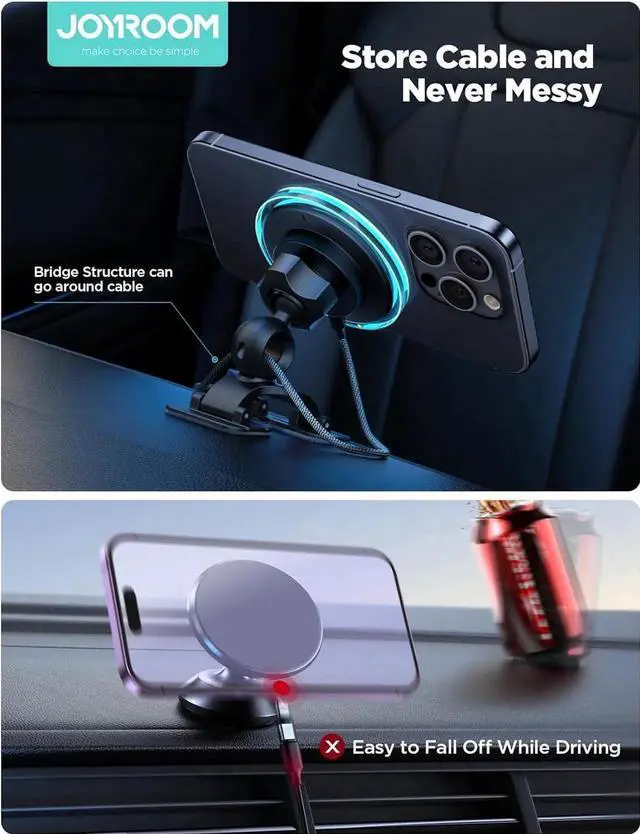 Alt view image 4 of 7 - JOYROOM for MagSafe Car Mount Charger, 2024 Upgraded 15W Fast Charging Magnetic Wireless Car Charger Suitable for [Vent+Dash+Wall], for Magsafe Charger Car Phone Holder Mount for iPhone 15/14/13/12