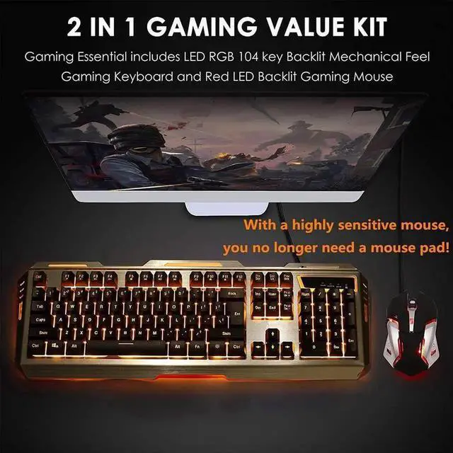 Alt view image 2 of 7 - Keyboard and Mouse,Gaming Keyboard and Mouse,Light up Mouse and Keyboard Combo,Wired Keyboard and Mouse combo,Computer Keyboard and Mouse, Orange Backlit Keyboard LED keyboard and mouse for X-box PS-4