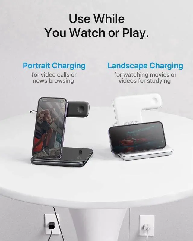 Alt view image 5 of 5 - Intoval Charging Station for Apple iPhone/iWatch/Airpods, 3 in 1 Wireless Charger for iPhone15/14/13(Pro, Pro Max) 12/11/XS/XR, iWatch9/8/Ultra/7/6/SE/5/4/3/2, Airpods Pro2/Pro1/3/2/1(Z5 White)