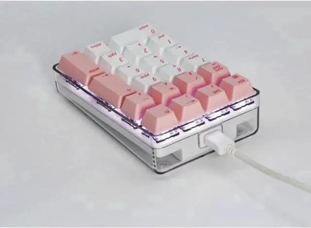Alt view image 4 of 7 - Mechanical Numeric Keypad GATERON Brown Switch Wired Gaming Keypad Crystal Case White Backlit 21 Keys Mini Numpad Portable Keypad Extended Layout Pink Magicforce by Qisan