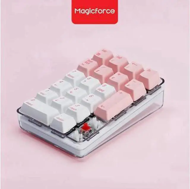 Main image of Mechanical Numeric Keypad GATERON Brown Switch Wired Gaming Keypad Crystal Case White Backlit 21 Keys Mini Numpad Portable Keypad Extended Layout Pink Magicforce by Qisan