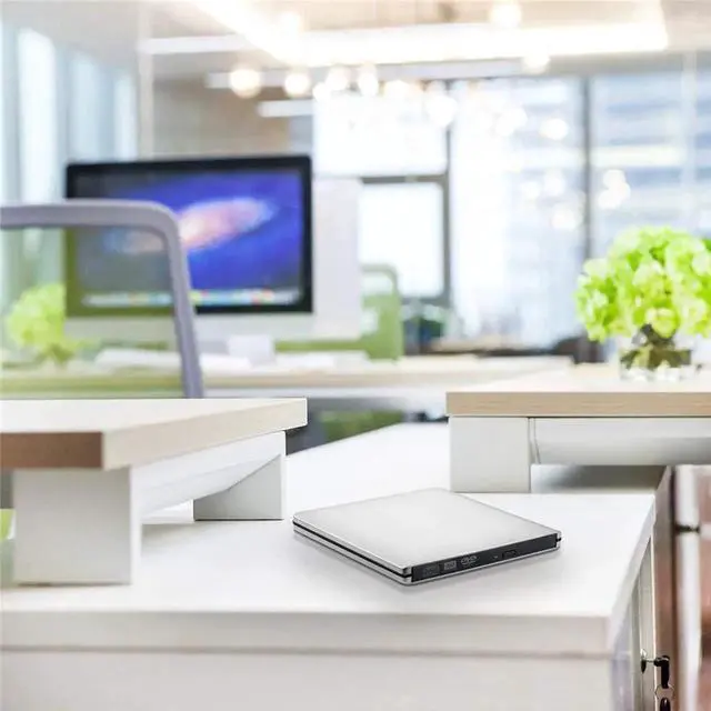 Alt view image 3 of 7 - External DVD CD Drive, Aluminum USB 3.0 Lightscribe DVD Burner Type-C Portable DVD CD +/-RW Rewriter Reader Slim Optical Drive Compatible with Macbook Laptop Desktop (Silver)