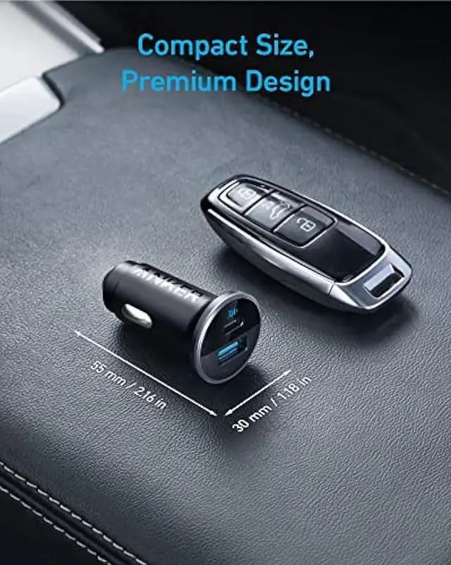 Alt view image 6 of 6 - USB C Car Charger Adapter, Anker 52.5W Cigarette Lighter USB Charger, 323 Anker Car Charger with 30W PowerIQ 3.0 Fast Charging for iPhone 15/15 Plus/15 Pro/15 Pro Max, Galaxy S23/22, Pixel