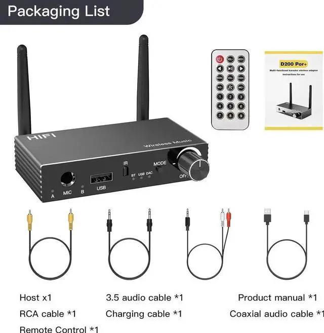 Main image of AUTYUE Bluetooth 5.3 Receiver, TV Bluetooth Transmitter, Wireless Audio Adapter for Home Stereo/Headset/Speaker/Home Theater/Mobile Phone/TV/PC/car, Microphone Support, Coaxial USB RCA AUX 3.5 mm