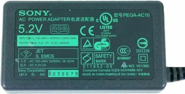 Main image of AC Adapter So-ny PEGA-AC10 Power Supply for Clie PEG-UX40 PEG-UX50 W/P.Cord OEM