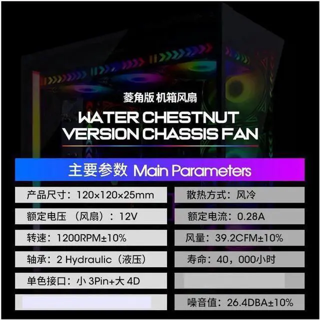 Alt view image 4 of 4 - 120mm fan rainbow iridescence 12cm LED fan 3+4pin Diamond Light Chassis Fan Mute Color Cooling Fan 12V for pc computer gaming cooling fans
