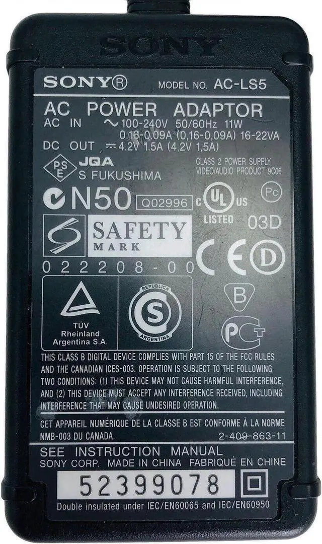 Alt view image 3 of 4 - Genuine So-ny AC Power Supply Adapter for So-ny Cybershot DSC-H7 DSC-H9 w/Cord