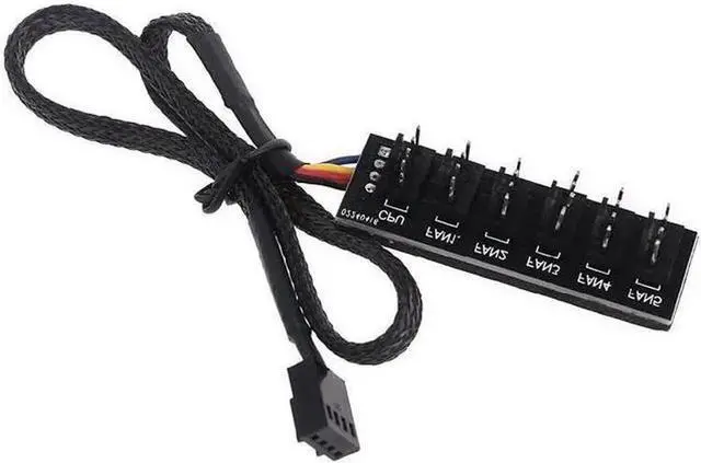 Alt view image 4 of 6 - Milue PWM Fan Hub PC Fan Splitter 6 Way Sleeved Power Supply Cable Adapter Internal Motherboard Fan Power Extension Cable Cord Pwm Fan Hub Splitter