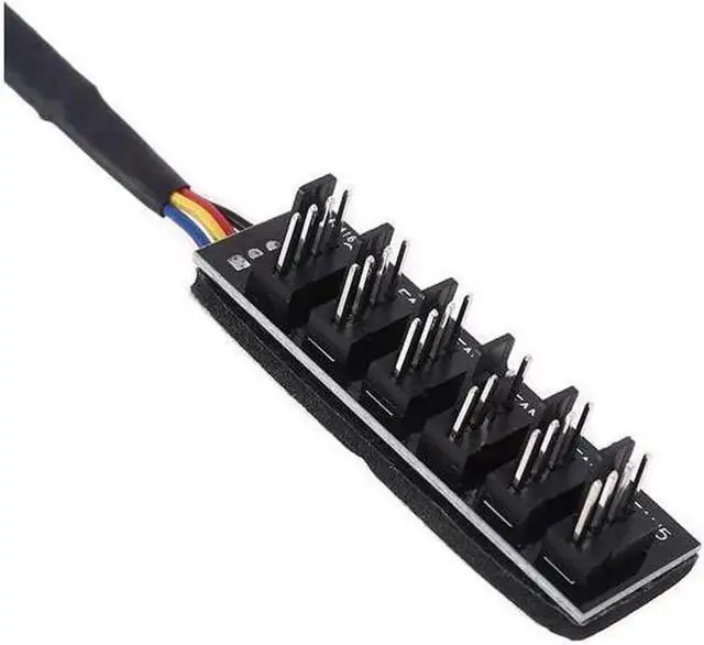 Alt view image 3 of 6 - Milue PWM Fan Hub PC Fan Splitter 6 Way Sleeved Power Supply Cable Adapter Internal Motherboard Fan Power Extension Cable Cord Pwm Fan Hub Splitter