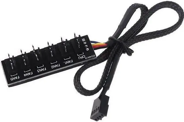 Main image of Milue PWM Fan Hub PC Fan Splitter 6 Way Sleeved Power Supply Cable Adapter Internal Motherboard Fan Power Extension Cable Cord Pwm Fan Hub Splitter