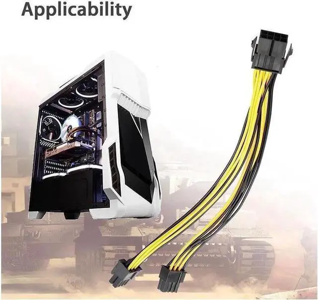 Alt view image 2 of 3 - 10-Pack PCI-E 8Pin to 2X 8 Pin (6+2) Power Splitter Cable for PCIE PCI Express Image Card Y - Splitter Extension Cable 18AWG(20cm/7.87")