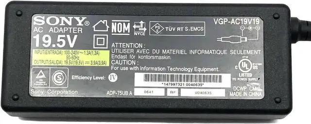 Alt view image 3 of 6 - Genuine So-ny ADP-75UB AC Adapter Power Supply VGP-AC19V37 19.5V 3.9A W/P.Cord