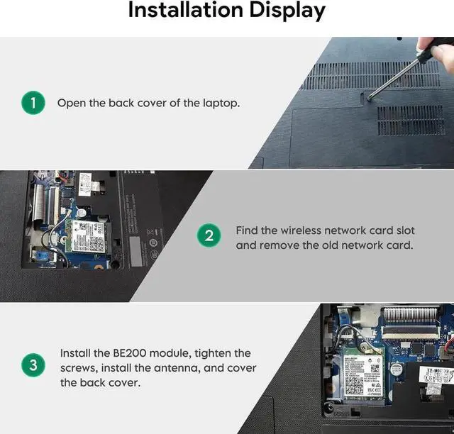 Alt view image 3 of 7 - Wireless WiFi Network Card, BE200 WiFi 7 Adapter, BE200NGW 8774Mbps Bluetooth 5.4 Tri-Band 802.11be NGFF M.2 Module, MU-MIMO, WPA4, Wireless Adapter for Laptop, Only Work for Windows 11 (64-bit)